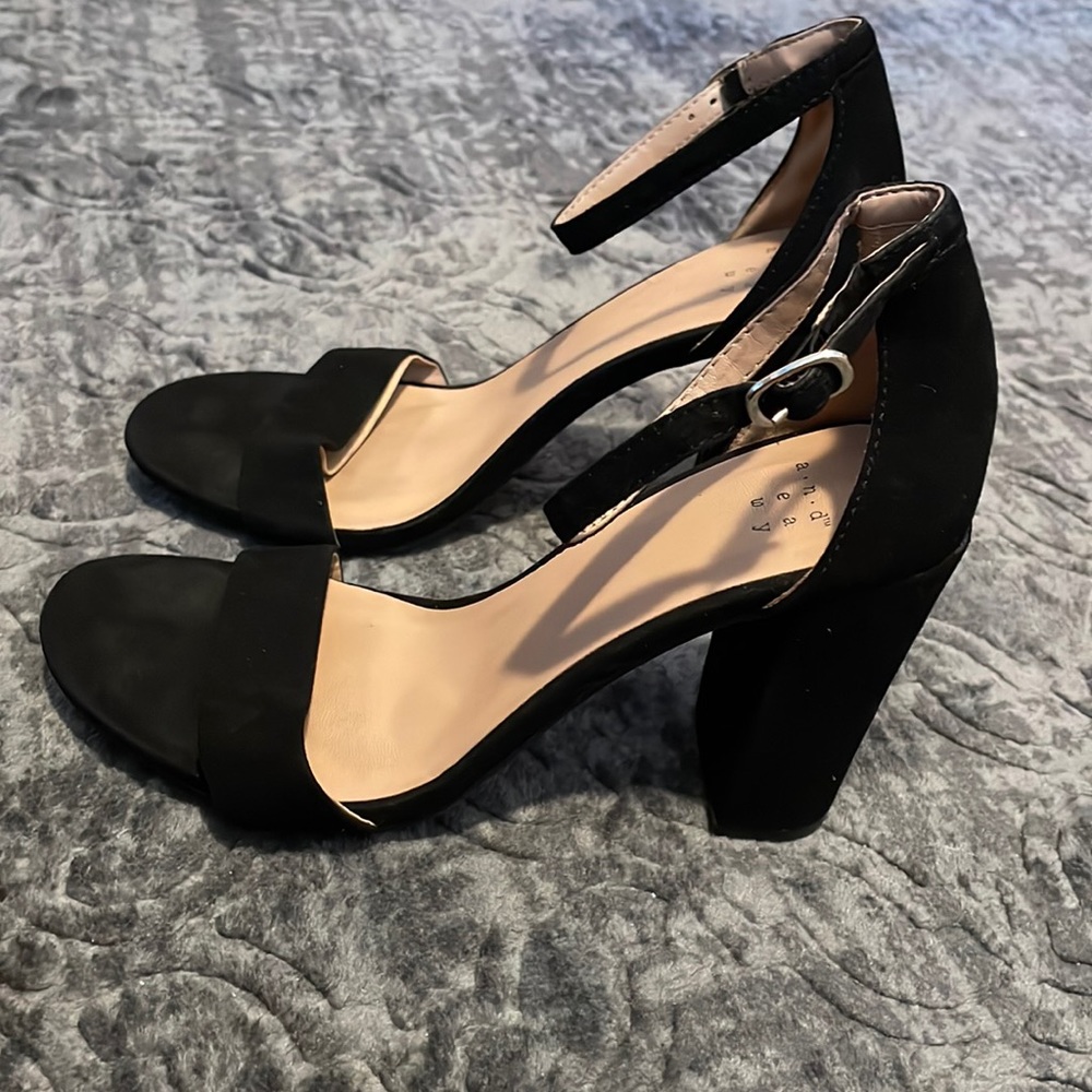 A new day black open toe heels